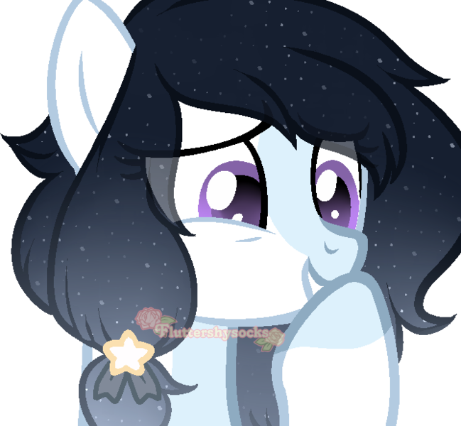 Size: 668x618 | Tagged: safe, artist:skulifuck, derpibooru import, oc, unofficial characters only, earth pony, pony, base used, bust, colored hooves, earth pony oc, ethereal mane, eye clipping through hair, noblewoman's laugh, simple background, smiling, starry mane, transparent background