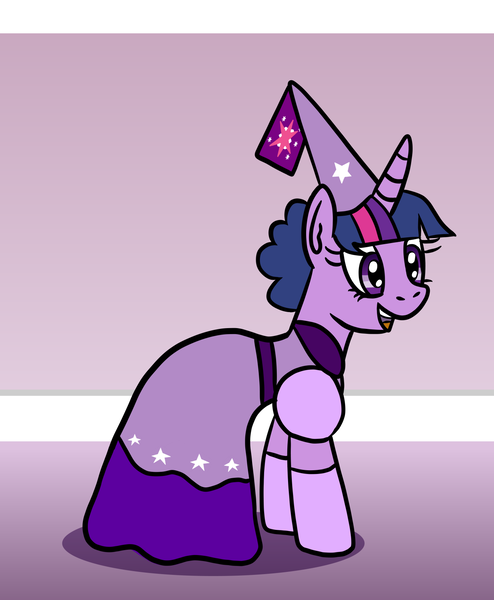 Size: 1317x1600 | Tagged: safe, artist:platinumdrop, derpibooru import, twilight sparkle, unicorn, clothes, dress, gloves, hennin, ponified humanized pony, princess hat, request, solo, unicorn twilight