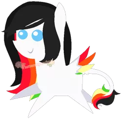 Size: 572x558 | Tagged: safe, artist:skulifuck, derpibooru import, oc, unofficial characters only, pegasus, pony, base used, female, mare, multicolored hair, pegasus oc, pointy ponies, rainbow hair, simple background, smiling, solo, transparent background, watermark, wings