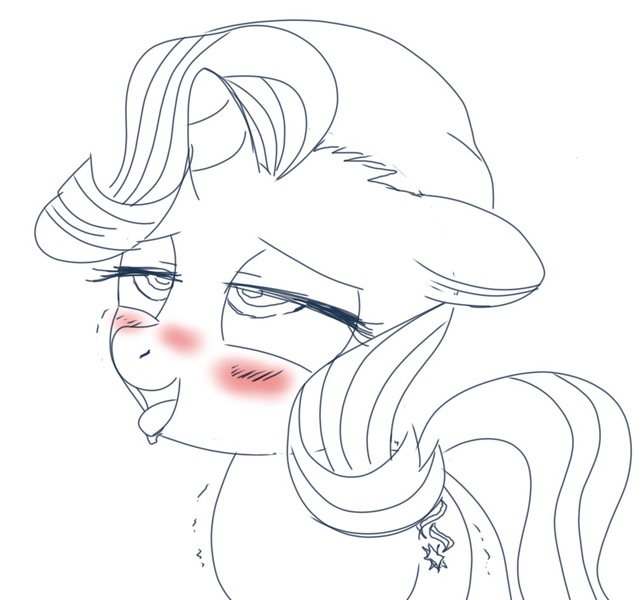 Size: 1015x945 | Tagged: questionable, artist:buttercupsaiyan, artist:watercolorheart, derpibooru import, starlight glimmer, ahegao, female, filly, image, jpeg, open mouth, sketch, tongue out