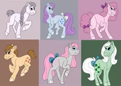 Size: 1280x913 | Tagged: artist:furthehorde, blossom, blue belle, butterscotch (g1), cotton candy (g1), derpibooru import, g1, minty (g1), original six, safe, snuzzle