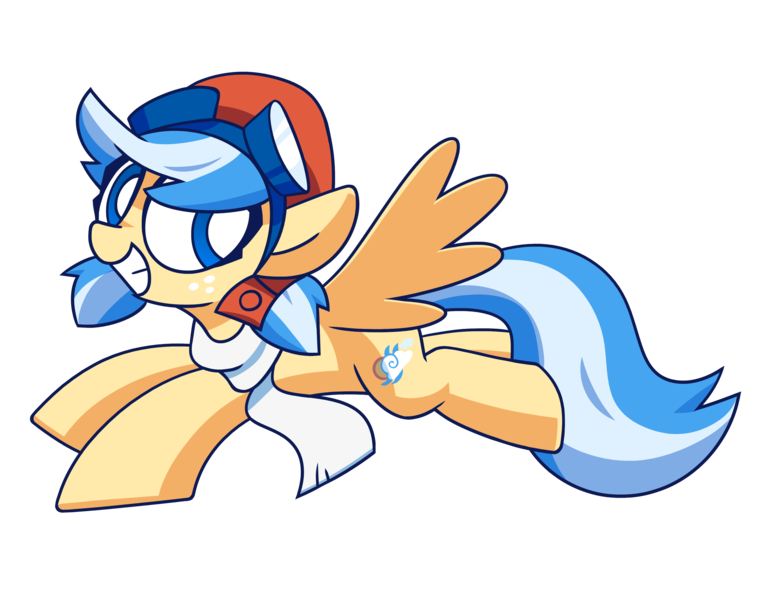 Size: 3900x3000 | Tagged: safe, artist:coaldustthestrange, derpibooru import, oc, oc:easy breezy, unofficial characters only, pegasus, pony, aviator goggles, aviator hat, clothes, female, flying, freckles, goggles, hat, mare, midair pony fair, pegasus oc, pigtails, scarf, simple background, smiling, solo, spread wings, transparent background, wings