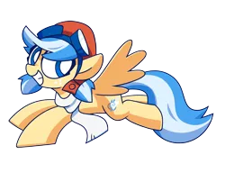 Size: 3900x3000 | Tagged: safe, artist:coaldustthestrange, derpibooru import, oc, oc:easy breezy, unofficial characters only, pegasus, pony, aviator goggles, aviator hat, clothes, female, flying, freckles, goggles, hat, mare, midair pony fair, pegasus oc, pigtails, scarf, simple background, smiling, solo, spread wings, transparent background, wings