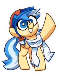 Size: 3000x3900 | Tagged: safe, artist:coaldustthestrange, derpibooru import, oc, oc:easy breezy, unofficial characters only, pegasus, pony, aviator goggles, aviator hat, clothes, cute, female, freckles, goggles, hat, looking at you, mare, pigtails, scarf, simple background, smiling, smiling at you, solo, transparent background, wave