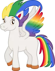 Size: 4000x5146 | Tagged: safe, artist:melisareb, derpibooru import, oc, oc:irene iridium, ponified, unofficial characters only, object pony, original species, pegasus, pony, .svg available, absurd resolution, barely pony related, clairev, colored wings, female, gradient wings, inkscape, klara viskova, lidded eyes, looking up, mare, multicolored hair, multicolored wings, rainbow hair, rainbow tail, rainbow wings, simple background, solo, style emulation, transparent background, vector, wings