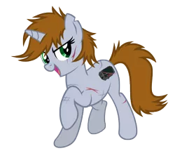 Size: 8368x7209 | Tagged: safe, artist:aborrozakale, derpibooru import, oc, oc:littlepip, unofficial characters only, pony, unicorn, fallout equestria, fanfic, absurd resolution, fanfic art, female, hooves, horn, mare, open mouth, raised hoof, scar, simple background, solo, transparent background, vector