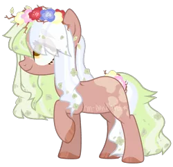 Size: 2331x2248 | Tagged: safe, alternate version, artist:m-00nlight, derpibooru import, oc, unofficial characters only, earth pony, pony, commission, female, floral head wreath, flower, mare, simple background, solo, transparent background
