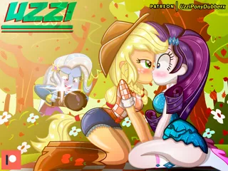 Size: 2000x1500 | Tagged: safe, artist:uzzi-ponydubberx, derpibooru import, applejack, rarity, trixie, equestria girls, ass, bedroom eyes, blushing, breasts, busty applejack, busty rarity, butt, camera, caught, clothes, dress, fall formal outfits, female, image, kissing, lesbian, lidded eyes, looking at each other, png, rarijack, rearity, shipping, surprise kiss, surprised, thighs