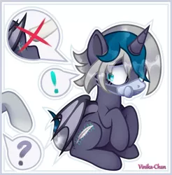 Size: 2948x2997 | Tagged: safe, alternate version, artist:vinika-chan, derpibooru import, oc, oc:elizabat stormfeather, unofficial characters only, alicorn, bat pony, bat pony alicorn, pony, alicorn oc, bat pony oc, bat wings, butt, commission, coronavirus, covid-19, exclamation point, female, half-face respirator, horn, mare, mask, plot, ppe, raised hoof, respirator, simple background, sitting, social distancing, solo, white background, wings, worried, ych result