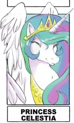 Size: 736x1208 | Tagged: safe, alternate version, artist:jamilsart, derpibooru import, princess celestia, alicorn, pony, bust, eyes closed, female, jewelry, mare, peytral, smiling, solo, tiara