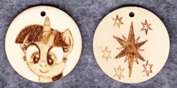 Size: 1014x507 | Tagged: artist:malte279, craft, cutie mark, derpibooru import, jewelry, pendant, pyrography, safe, traditional art, twilight sparkle, wood