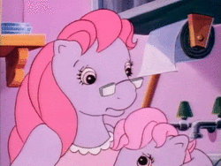 Size: 640x480 | Tagged: safe, derpibooru import, screencap, clover (g1), pony, my little pony tales, out of luck, animated, female, g1, glasses, mare, mother and child, mother and daughter, sound, teapot, webm