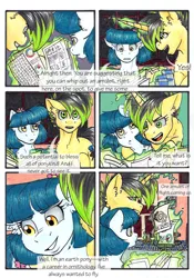 Size: 3336x4776 | Tagged: safe, artist:tillie-tmb, derpibooru import, oc, oc:tempest, earth pony, pony, unicorn, comic:the amulet of shades, female, magic, mare, paper