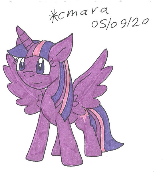 Size: 882x927 | Tagged: safe, artist:cmara, derpibooru import, twilight sparkle, twilight sparkle (alicorn), alicorn, pony, cute, female, mare, solo, traditional art, twiabetes, wings