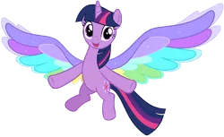 Size: 8044x4931 | Tagged: safe, artist:andoanimalia, derpibooru import, twilight sparkle, twilight sparkle (alicorn), alicorn, pony, rainbow roadtrip, colored wings, cute, multicolored wings, rainbow wings, simple background, smiling, solo, transparent background, twiabetes, vector, wing bling, wings