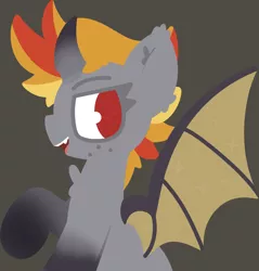 Size: 2622x2744 | Tagged: safe, artist:moonydusk, derpibooru import, oc, oc:luminous dunes, unofficial characters only, alicorn, bat pony, bat pony alicorn, alicorn oc, bat wings, burning mare, freckles, gray background, horn, simple background, solo, wings