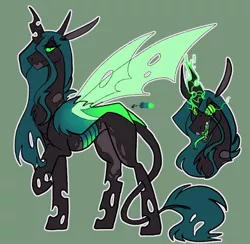 Size: 1000x975 | Tagged: safe, artist:rockin_candies, derpibooru import, queen chrysalis, changeling, changeling queen, big ears, fangs, female, forked tongue, glowing horn, horn, leonine tail, magic, open mouth, simple background, slit pupils, solo, spread wings, swirly eyes, teeth, tongue out, wings