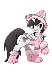 Size: 1926x2716 | Tagged: source needed, safe, artist:yukandasama, derpibooru import, oc, oc:taikongjiyi, unofficial characters only, alicorn, pony, alicorn oc, behaving like a cat, black mane, clothes, female, horn, simple background, solo, tongue out, transparent background, wings