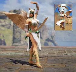 Size: 1128x1066 | Tagged: 3d, armpits, artist:tychotma-1, derpibooru import, eared humanization, egyptian, human, humanized, khopesh, safe, solo, somnambula, soul calibur, soul calibur vi, sword, weapon, winged humanization, wings