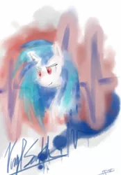 Size: 2675x3834 | Tagged: safe, artist:peperoger, derpibooru import, vinyl scratch, pony, unicorn, abstract background, bust, female, mare, solo