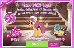 Size: 1187x778 | Tagged: safe, derpibooru import, sparkleworks, earth pony, pony, costs real money, female, gameloft, gem, maid pony, mare, solo