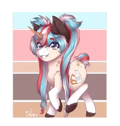 Size: 1024x1081 | Tagged: safe, artist:inlaru, derpibooru import, oc, oc:poptart, unofficial characters only, pony, unicorn, art trade, arttrade, chibi, digital art, female, happy, horn, mare, simple background, unicorn oc