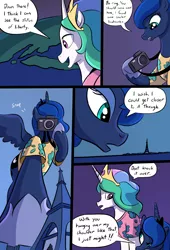 Size: 2250x3300 | Tagged: safe, artist:caiman2, derpibooru import, princess celestia, princess luna, alicorn, pony, clothes, earth, eiffel tower, female, giant pony, giantess, giantlestia, giga giant, giga mega giant, hawaiian shirt, holiday, macro, mega luna, paris, shirt