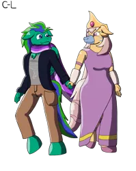 Size: 2345x2946 | Tagged: safe, artist:cyborglucario, derpibooru import, oc, oc:cygnus, oc:gale twister, anthro, cresselia, pony, unguligrade anthro, zebra, clothes, cute, cygale, female, holding hands, male, oc x oc, pokémon, shipping, simple background, straight, transparent background, zebra oc