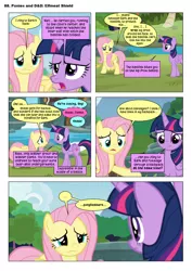 Size: 868x1228 | Tagged: artist:dziadek1990, comic, comic:ponies and d&d, conversation, derpibooru import, dialogue, dungeons and dragons, edit, edited screencap, emote story:ponies and d&d, fluttershy, implied pinkie pie, implied rainbow dash, memnagerie, oc, oc:shade, pen and paper rpg, rpg, safe, screencap, screencap comic, spoiler:memnagerie, spoiler:mlp friendship is forever, tabletop game, text, twilight sparkle