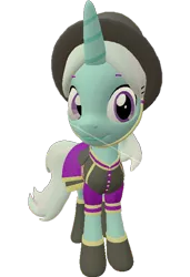 Size: 492x720 | Tagged: safe, artist:topsangtheman, derpibooru import, cornetta, pony, unicorn, 3d, clothes, hat, simple background, solo, source filmmaker, transparent background, uniform