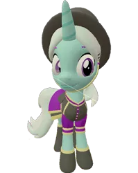 Size: 574x720 | Tagged: safe, artist:topsangtheman, derpibooru import, cornetta, pony, unicorn, 3d, clothes, hat, simple background, solo, source filmmaker, transparent background, uniform