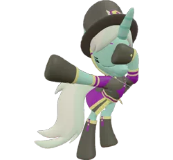 Size: 780x720 | Tagged: safe, artist:topsangtheman, derpibooru import, cornetta, pony, unicorn, 3d, clothes, dab, hat, simple background, solo, source filmmaker, transparent background, uniform