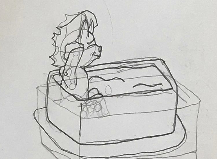 Size: 750x550 | Tagged: artist:whistle blossom, bath, bathtub, colt, colt sombra, curved horn, cute, derpibooru import, eyes closed, foal, horn, king sombra, lineart, male, monochrome, safe, simple background, sketch, smiling, solo, sombradorable, traditional art, water, wet, white background, younger