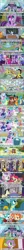 Size: 640x6776 | Tagged: safe, derpibooru import, apple bloom, auburn vision, berry blend, berry bliss, blueberry curls, bubblegum blossom, citrine spark, cloudburst, daisy, discord, fire flicker, fire quacker, flower wishes, fortune favors, gallus, huckleberry, lighthoof, ocellus, peppermint goldylinks, pinkie pie, princess celestia, rainbow dash, rarity, sandbar, scootaloo, shimmy shake, silverstream, smolder, spike, starlight glimmer, sugar maple, summer breeze, sweetie belle, twilight sparkle, twilight sparkle (alicorn), violet twirl, yona, alicorn, dragon, gryphon, pony, book, college humor, comic style, cutie map, cutie mark crusaders, empathy cocoa, female, filly, fountain, friendship student, implied drinking, laughing, lying down, school of friendship, shrunken pupils, student six, text, twilight's castle, winged spike, yelling