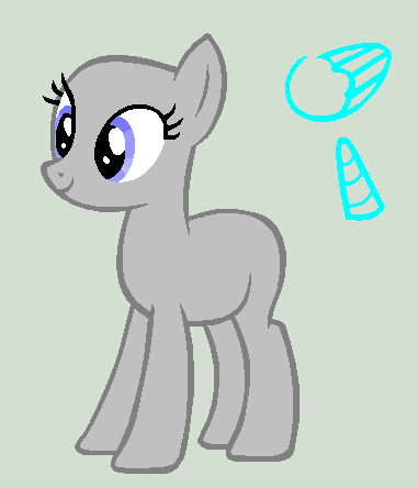 Size: 381x443 | Tagged: safe, artist:caecii, derpibooru import, oc, earth pony, pony, bald, base, earth pony oc, eyelashes, gray background, horn, simple background, smiling, solo, wings