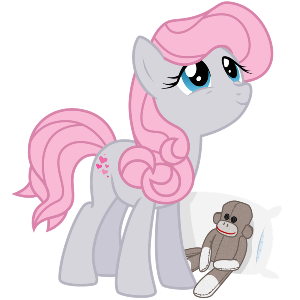 Size: 900x900 | Tagged: safe, artist:sunley, derpibooru import, snuzzle, earth pony, pony, female, g1, g1 to g4, generation leap, mare, pillow, simple background, sock monkey, transparent background