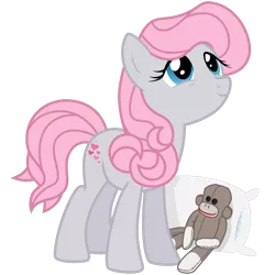 Size: 900x900 | Tagged: safe, artist:sunley, derpibooru import, snuzzle, earth pony, pony, female, g1, g1 to g4, generation leap, mare, pillow, simple background, sock monkey, transparent background