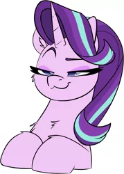 Size: 663x924 | Tagged: safe, artist:light262, derpibooru import, starlight glimmer, pony, unicorn, :3, cheek fluff, chest fluff, female, lidded eyes, mare, smug, smuglight glimmer, solo