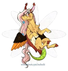 Size: 1152x1200 | Tagged: artist:inuhoshi-to-darkpen, derpibooru import, draconequus, hybrid, interspecies offspring, oc, oc:serenity, offspring, parent:discord, parent:fluttershy, safe, simple background, transparent background