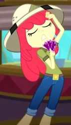 Size: 833x1457 | Tagged: safe, derpibooru import, screencap, apple bloom, eqg summertime shorts, equestria girls, the canterlot movie club, boots, cropped, female, shoes, solo, ticket, tickets