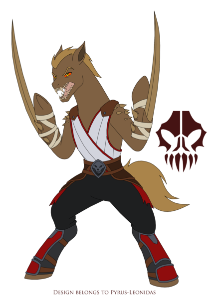 Size: 2038x2823 | Tagged: safe, artist:pyrus-leonidas, derpibooru import, ponified, earth pony, pony, series:mortal kombat:defenders of equestria, baraka, blades, mortal kombat, mortal kombat 11, sharp teeth, simple background, solo, tarkatan, tarkatan blades, teeth, transparent background