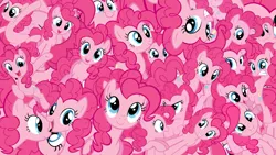 Size: 1920x1080 | Tagged: safe, artist:ponyphile, derpibooru import, edit, pinkie pie, earth pony, pony, too many pinkie pies, clone, female, mare, multeity, pink, pinkie clone, so much pink, too much pink energy is dangerous, vector, wallpaper, wallpaper edit