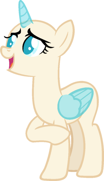 Size: 621x1078 | Tagged: safe, artist:pegasski, derpibooru import, oc, unofficial characters only, alicorn, pony, made in manehattan, alicorn oc, bald, base, eyelashes, horn, open mouth, raised hoof, simple background, solo, transparent background, wings