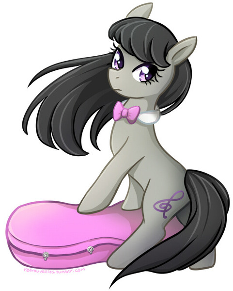 Size: 531x662 | Tagged: safe, artist:tsurime, derpibooru import, octavia melody, earth pony, pony, bipedal, cello case, cute, female, mare, simple background, solo, tavibetes, white background