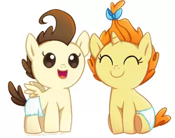Size: 920x726 | Tagged: safe, artist:tsurime, derpibooru import, pound cake, pumpkin cake, pegasus, pony, unicorn, baby, baby pony, cake twins, colt, cute, duo, eyes closed, female, filly, happy, male, open mouth, poundabetes, pumpkinbetes, siblings, simple background, smiling, twins, white background
