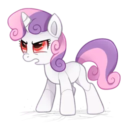 Size: 457x453 | Tagged: safe, artist:tsurime, derpibooru import, sweetie belle, pony, robot, robot pony, unicorn, friendship is witchcraft, angry, cute, diasweetes, female, open mouth, red eyes take warning, simple background, solo, sweetie bot, transparent background