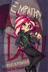 Size: 1838x2775 | Tagged: safe, artist:bevin brand, deleted from derpibooru, derpibooru import, sunset shimmer, fanfic, fanfic:empathy for the devil, equestria girls, boots, clothes, demon wings, fanfic art, fanfic cover, graffiti, jacket, obtrusive watermark, official fan art, pants, shirt, shoes, smiling, solo, spray can, spray paint, sunset satan, text, watermark, wings
