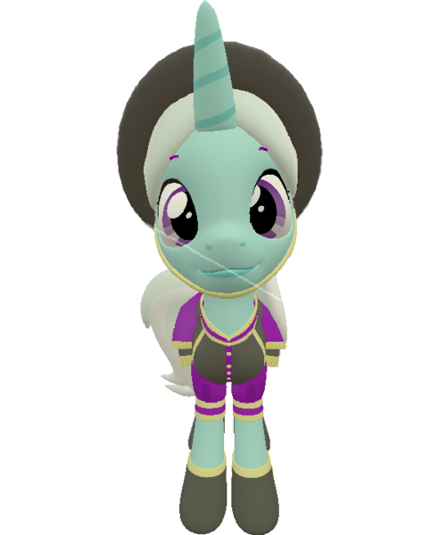 Size: 590x720 | Tagged: safe, artist:topsangtheman, derpibooru import, cornetta, pony, unicorn, 3d, clothes, hat, looking at you, simple background, solo, source filmmaker, transparent background, uniform