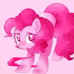 Size: 900x900 | Tagged: safe, artist:pegacornss, derpibooru import, pinkie pie, earth pony, pony, colored pupils, cute, dawwww, diapinkes, female, heart eyes, mare, mouth hold, paint, paintbrush, pink background, simple background, solo, wingding eyes