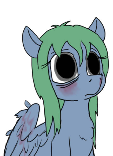 Size: 539x744 | Tagged: safe, artist:thebathwaterhero, derpibooru import, oc, oc:misty horizons, pegasus, pony, series:entrapment, blood, cyoa, pegasus oc, solo, thousand yard stare, wings